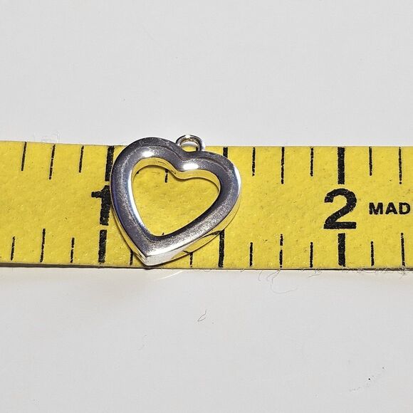 Silver Tone Open Heart Clear Rhinestone Dainty Charm Pendant - Picture 5 of 9